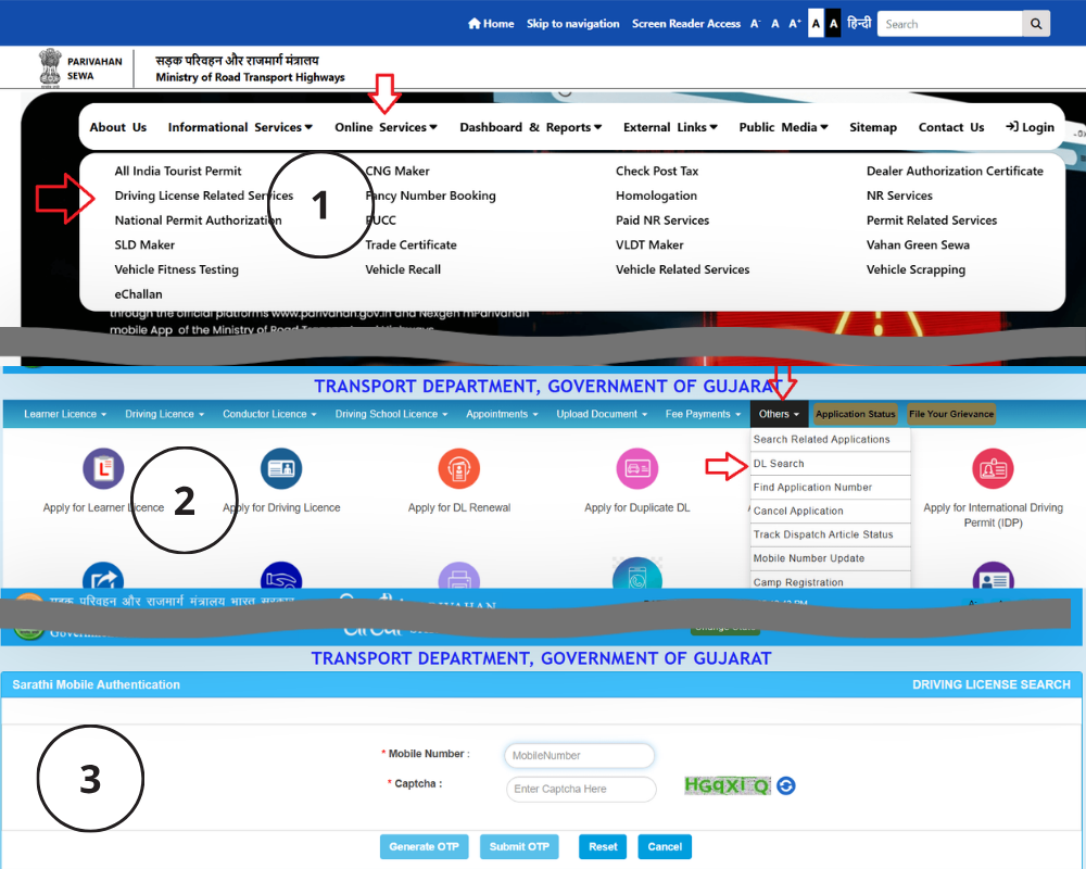Verifying a driving licence on the Parivahan portal